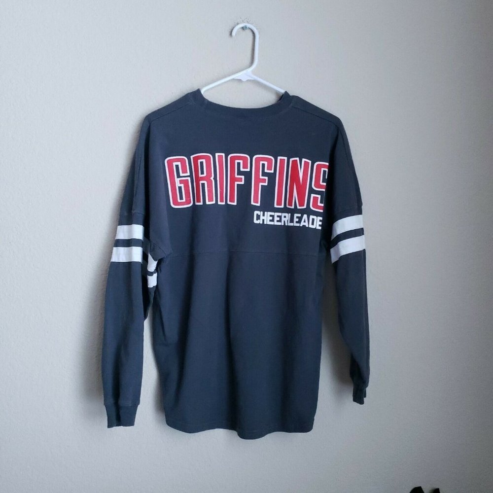 Varsity Crewneck Sweatshirt sz 6 Striped Cuff Cheerleader made in USA